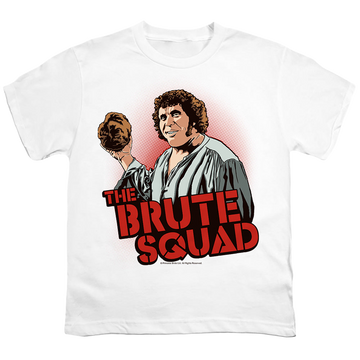 White kid's t-shirt for ages 4 to 7 with The Princess Bride Brute Squad graphic