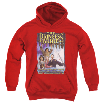 Red youth hoodie for ages 8 to 12 with The Princess Bride Alt Poster graphic