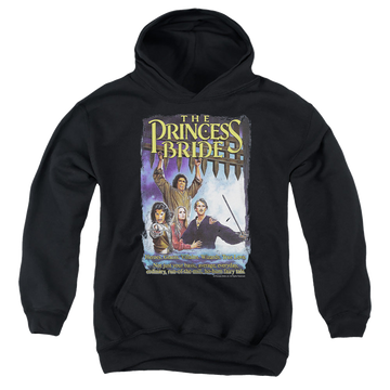 Black youth hoodie for ages 8 to 12 with The Princess Bride Alt Poster graphic
