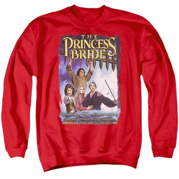 Red men's crewneck sweatshirt with The Princess Bride Alt Poster graphic