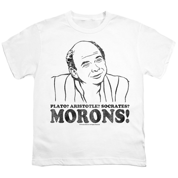 White kid's t-shirt for ages 4 to 7 with The Princess Bride Morons graphic