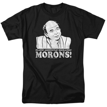 Black men's regular fit t-shirt with The Princess Bride Morons graphic