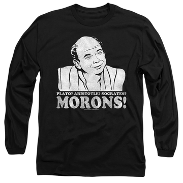 Black men's long sleeve t-shirt with The Princess Bride Morons graphic