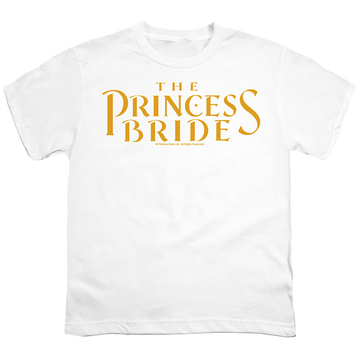 White youth t-shirt for ages 8 to 12 with The Princess Bride Logo graphic