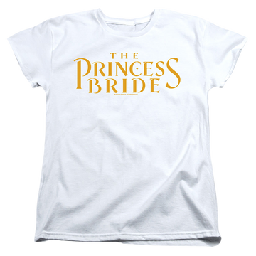 White women's t-shirt with The Princess Bride Logo graphic