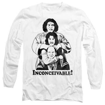 White men's long sleeve t-shirt with The Princess Bride Inconceivable graphic