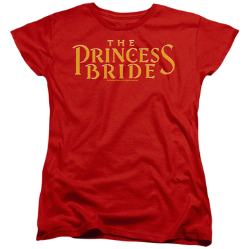 Red women's t-shirt with The Princess Bride Logo graphic