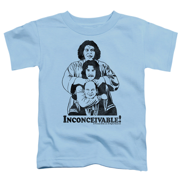 Light blue kid's t-shirt for ages 4 to 7 with The Princess Bride Inconceivable graphic