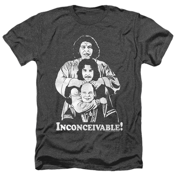 Black men's heather t-shirt with The Princess Bride Inconceivable graphic