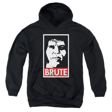 Black youth hoodie for ages 8 to 12 with The Princess Bride Brute graphic