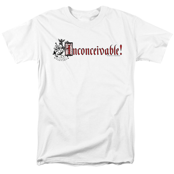 White men's regular fit t-shirt with The Princess Bride Vizzini Crest graphic