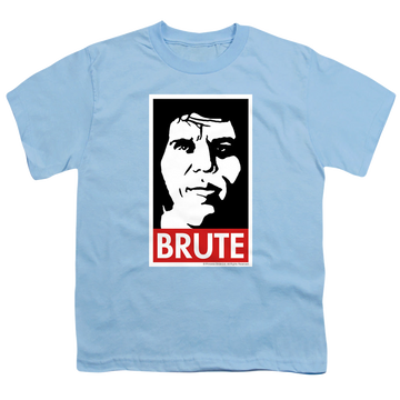 Light blue youth t-shirt for ages 8 to 12 with The Princess Bride Brute graphic