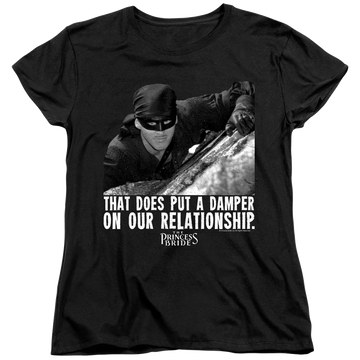 Black women's t-shirt with The Princess Bride Damper graphic