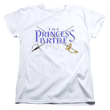 White women's t-shirt with The Princess Bride Swords graphic