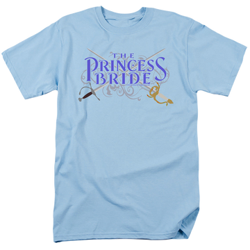 Light blue men's regular fit t-shirt with The Princess Bride Swords graphic