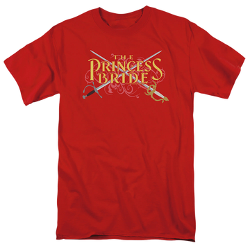 Red men's regular fit t-shirt with The Princess Bride Swords graphic