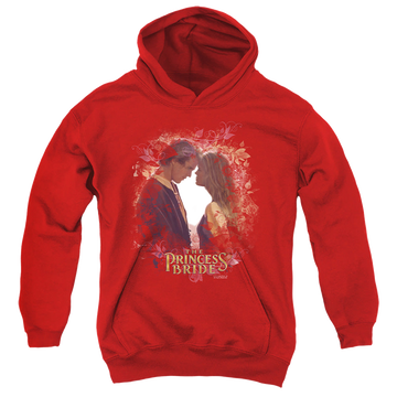 Red youth hoodie for ages 8 to 12 with The Princess Bride Young Love graphic