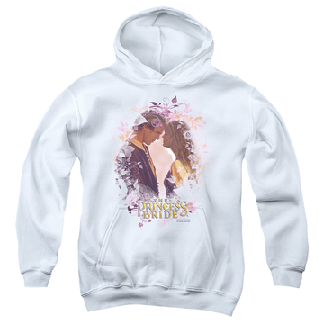 White youth hoodie for ages 8 to 12 with The Princess Bride Young Love graphic
