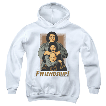 White youth hoodie for ages 8 to 12 with The Princess Bride Fwiendship graphic