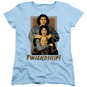 Light blue women's t-shirt with The Princess Bride Fwiendship graphic