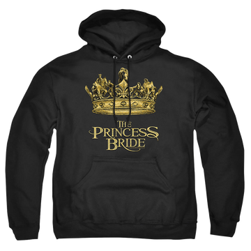 Black pullover hoodie with The Princess Bride Crown graphic