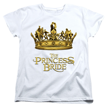 White women's t-shirt with The Princess Bride Crown graphic