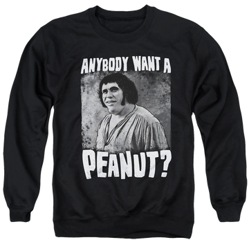 Black men's crewneck sweatshirt with The Princess Bride A Giant Snack graphic