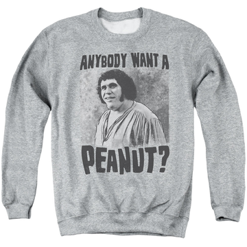 Athletic heather men's crewneck sweatshirt with The Princess Bride A Giant Snack graphic