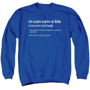 Royal men's crewneck sweatshirt with The Princess Bride Definition graphic