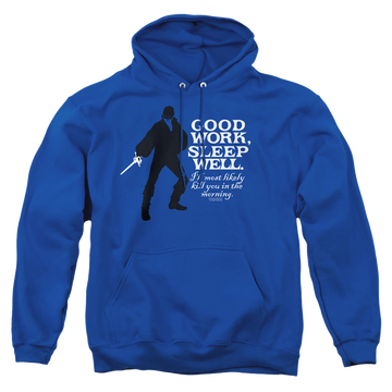 Royal pullover hoodie with The Princess Bride Good Work graphic