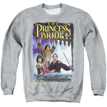 Athletic heather men's crewneck sweatshirt with The Princess Bride Alt Poster graphic