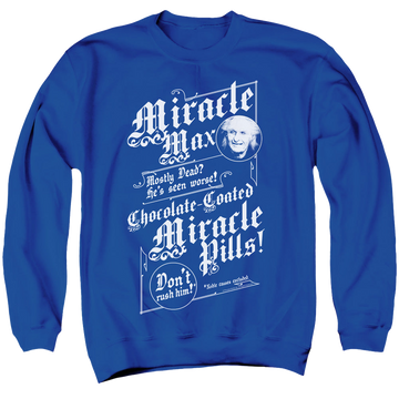Royal men's crewneck sweatshirt with The Princess Bride Miracle Max graphic