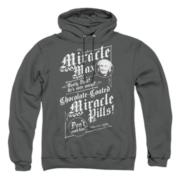 Charcoal pullover hoodie with The Princess Bride Miracle Max graphic