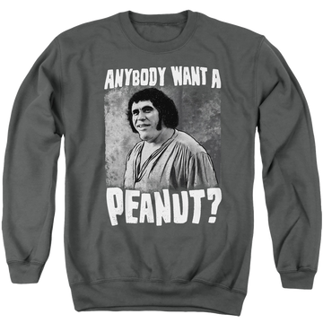 Charcoal men's crewneck sweatshirt with The Princess Bride A Giant Snack graphic