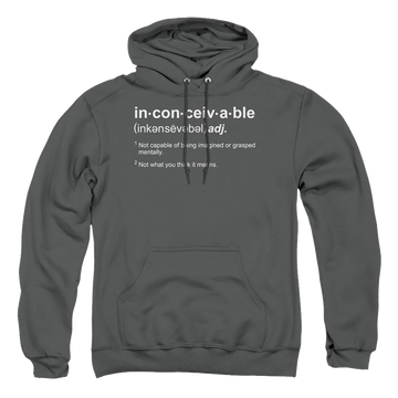 Charcoal pullover hoodie with The Princess Bride Definition graphic