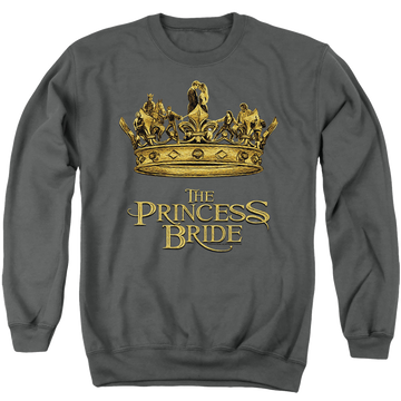 Charcoal men's crewneck sweatshirt with The Princess Bride Crown graphic