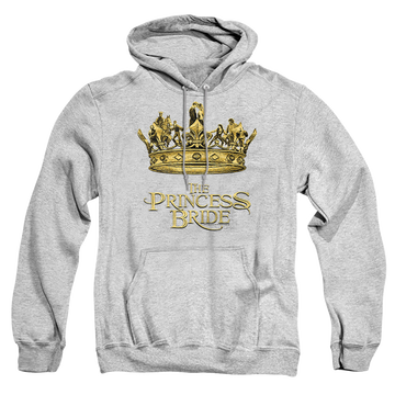 Athletic heather pullover hoodie with The Princess Bride Crown graphic