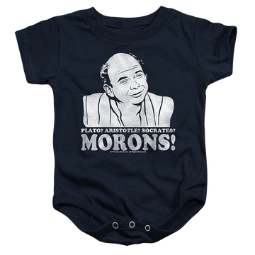 Navy baby bodysuit with The Princess Bride Morons graphic