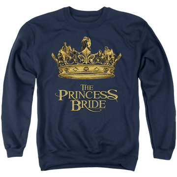 Navy men's crewneck sweatshirt with The Princess Bride Crown graphic