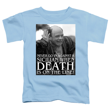 Light blue toddler t-shirt with The Princess Bride Sicilian graphic