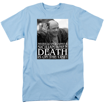 Light blue men's regular fit t-shirt with The Princess Bride Sicilian graphic