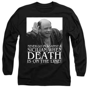 Black men's long sleeve t-shirt with The Princess Bride Sicilian graphic
