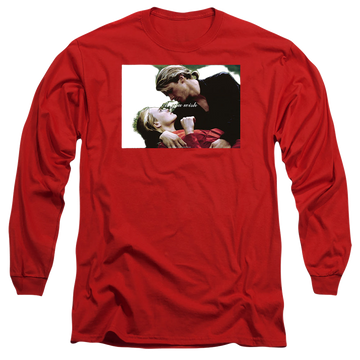 Red men's long sleeve t-shirt with The Princess Bride As You Wish graphic