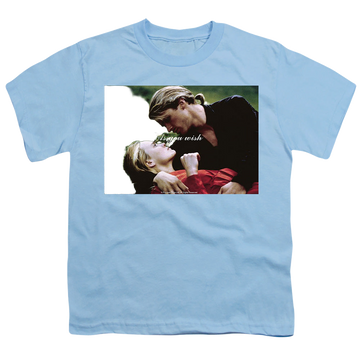 Light blue youth t-shirt for ages 8 to 12 with The Princess Bride As You Wish graphic