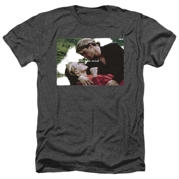 Black men's heather t-shirt with The Princess Bride As You Wish graphic
