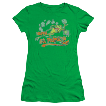 Kelly green juniors t-shirt with St. Patrick's Day Looney Tunes/Michigan J graphic