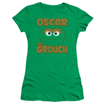 Kelly green juniors t-shirt with Sesame Street Oscar Sandwich graphic