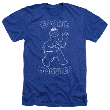 Royal men's heather t-shirt with Sesame Street Simple Cookie graphic