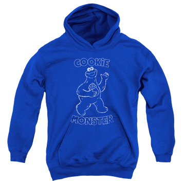 Royal youth hoodie for ages 8 to 12 with Sesame Street Simple Cookie graphic
