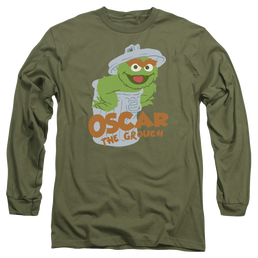 Sesame Street Flat Oscar - Men's Long Sleeve T-Shirt Men's Long Sleeve T-Shirt Sesame Street   